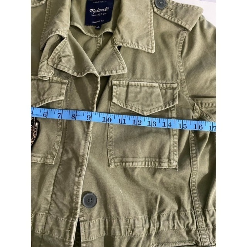 Madewell Utility Coat Womans Small Jacket Olive Green Military Field Small Patch - Picture 8 of 13